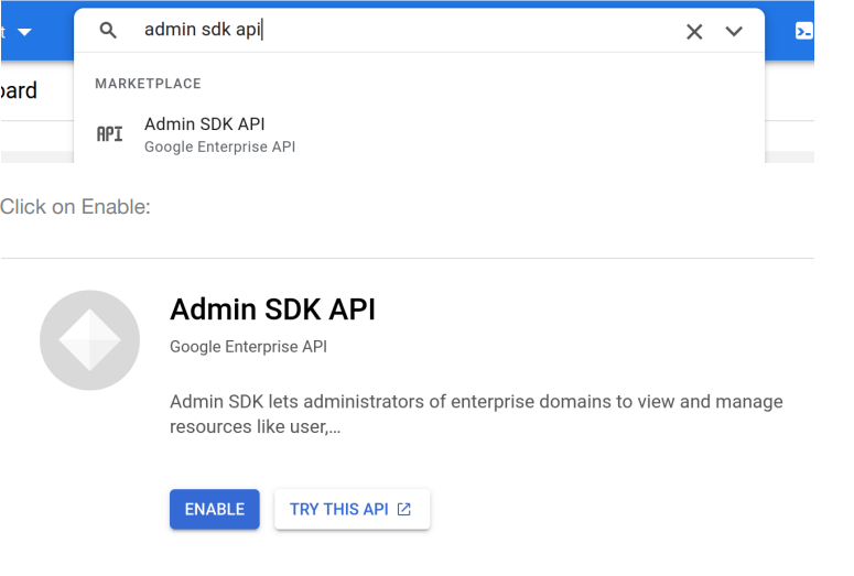 Image 3: Enabling Admin SDK API