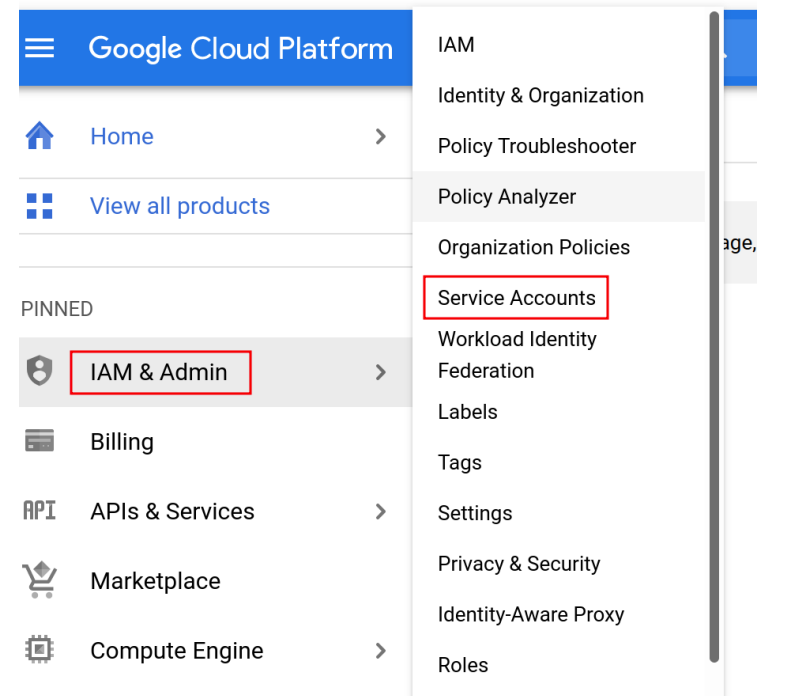 Image 4: IAM &amp; Admin &gt; Service Accounts