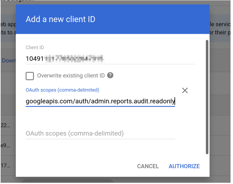 Image 9: Client ID and OAuth Scopes